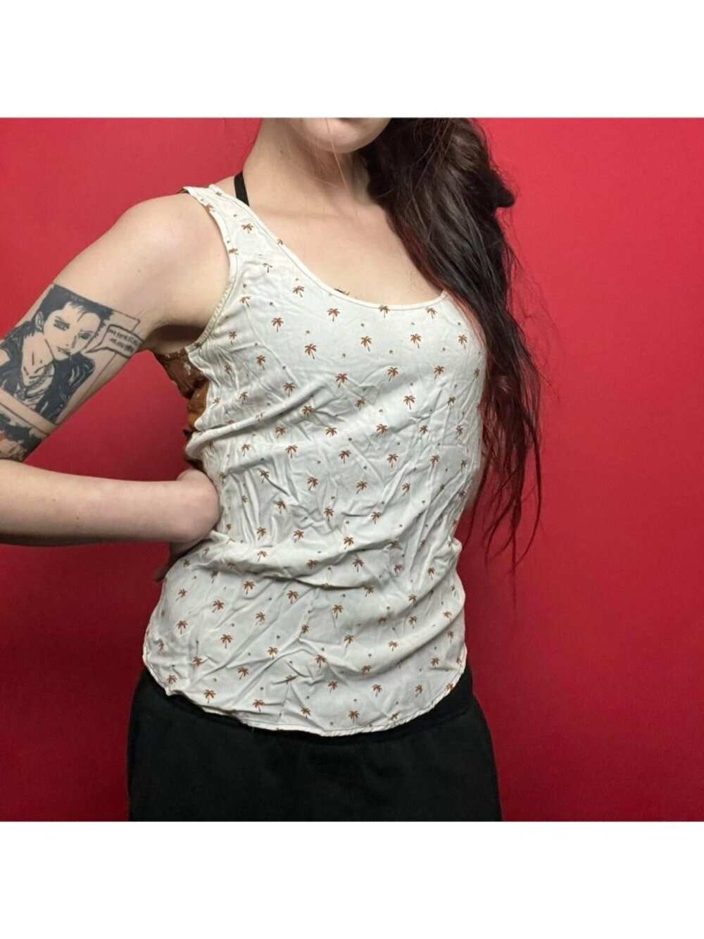 Dolan / white and orange palm tree tank top 🤍🤎